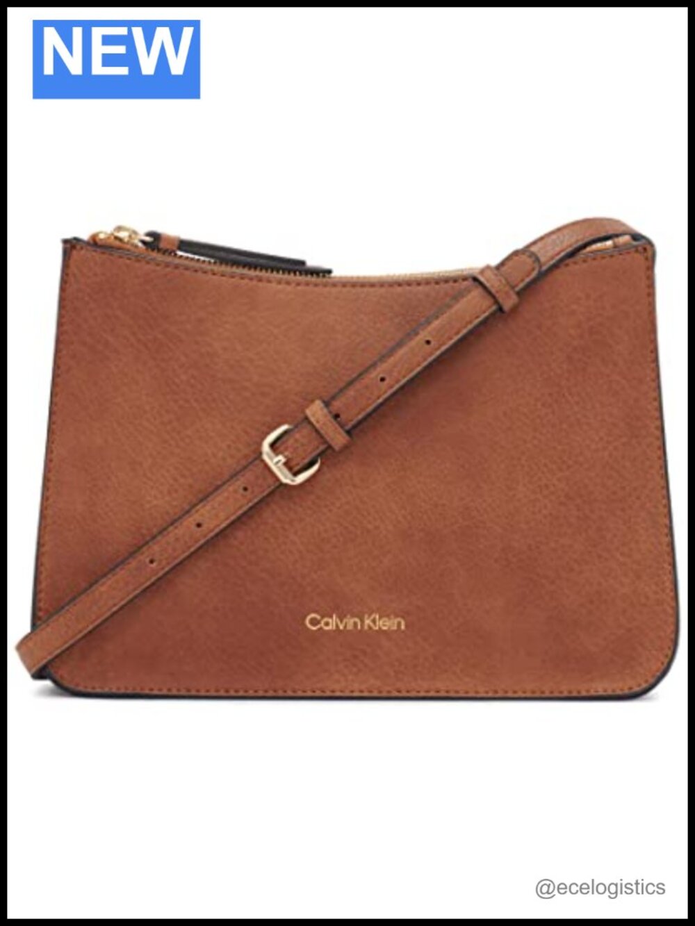 Vegan Leather Crossbody Handbag with Top Zip Closure and Interior Pockets